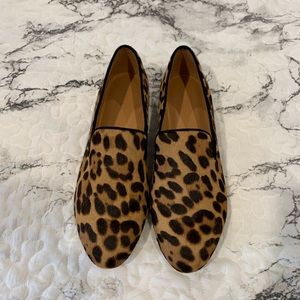 NEW JCrew Leopard Print Calf Hair Loafers, Sz 8